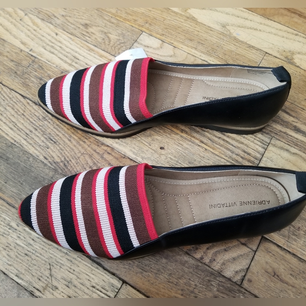 Adrienne Vittadini Women Flats Pointed Black & Striped 9.5M